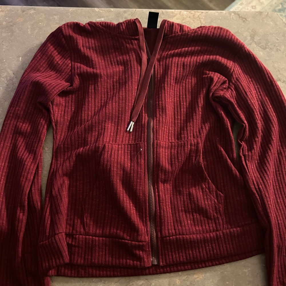 Women's Ribbed Burgundy Jacket